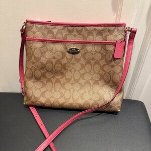 Coach Signature File Crossbody Bag Tan/ Pink - Project Piece